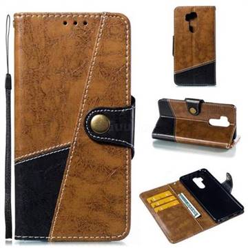 Retro Magnetic Stitching Wallet Flip Cover for LG G7 ThinQ - Brown