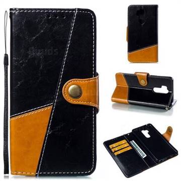 Retro Magnetic Stitching Wallet Flip Cover for LG G7 ThinQ - Black