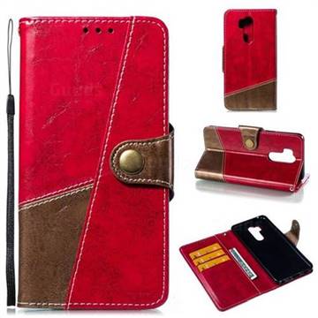 Retro Magnetic Stitching Wallet Flip Cover for LG G7 ThinQ - Rose Red