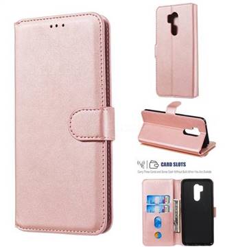 Retro Calf Matte Leather Wallet Phone Case for LG G7 ThinQ - Pink