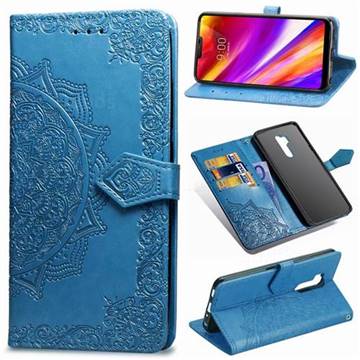 Embossing Imprint Mandala Flower Leather Wallet Case for LG G7 ThinQ - Blue
