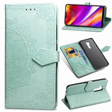 Embossing Imprint Mandala Flower Leather Wallet Case for LG G7 ThinQ - Green