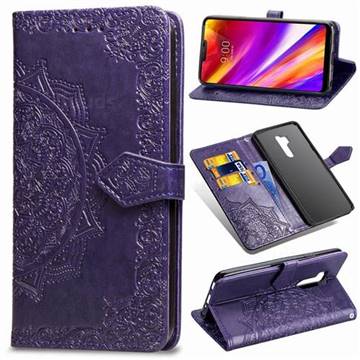 Embossing Imprint Mandala Flower Leather Wallet Case for LG G7 ThinQ - Purple