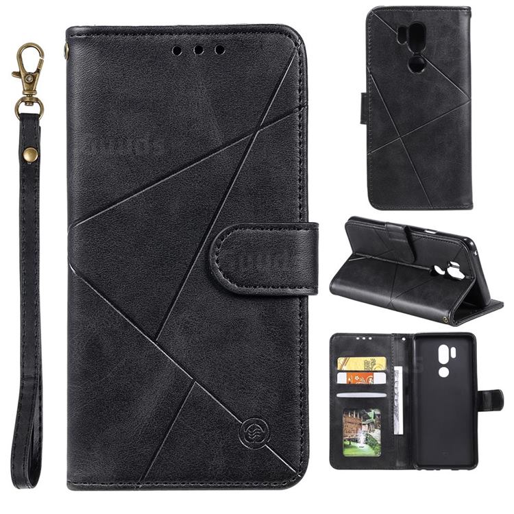 Embossing Geometric Leather Wallet Case for LG G7 ThinQ - Black
