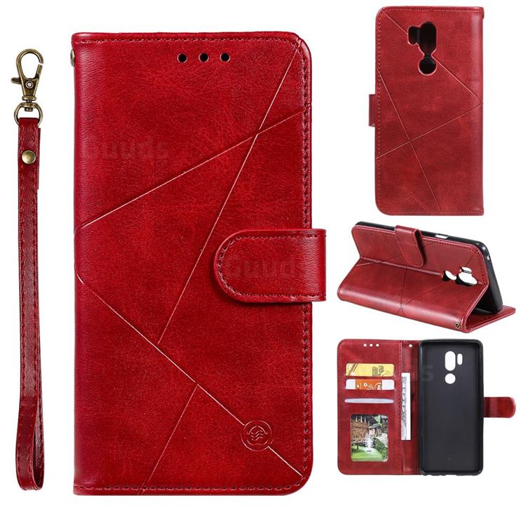 Embossing Geometric Leather Wallet Case for LG G7 ThinQ - Red