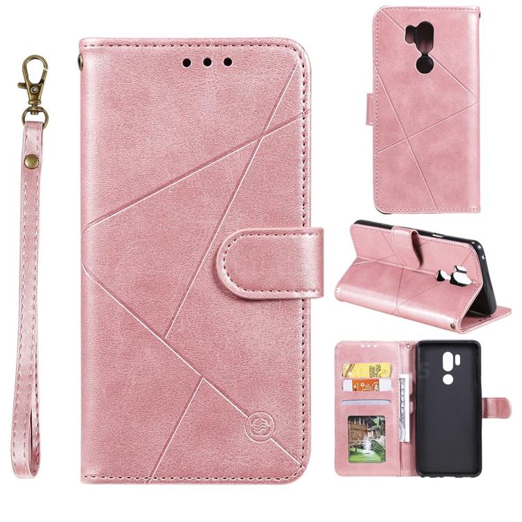 Embossing Geometric Leather Wallet Case for LG G7 ThinQ - Rose Gold