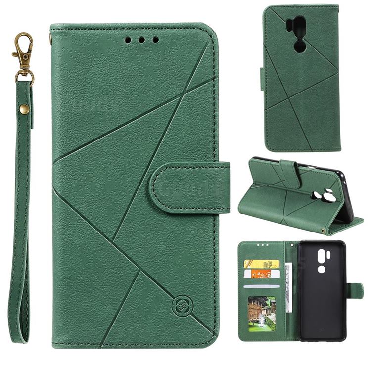 Embossing Geometric Leather Wallet Case for LG G7 ThinQ - Green