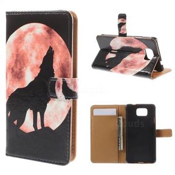 Moon Wolf Leather Wallet Case for Samsung Galaxy Alpha G850 SM-G850F SM-G850A