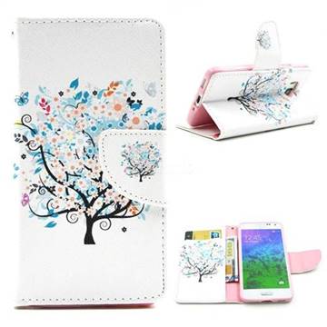Colorful Tree Leather Wallet Case for Samsung Galaxy Alpha G850 G850F G850A