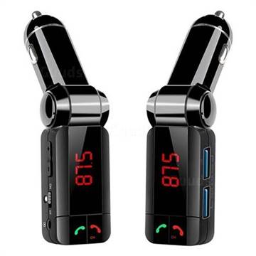 Bluetooth Car FM Transmitter Kit with Smart Car USB Charger LED Display and MP3 Player Answer and End Phone Calls BC06S