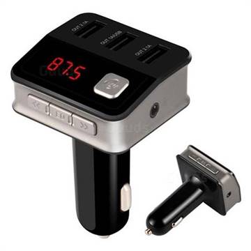 Black Bluetooth In-Car FM Transmitter Kit Car Charger LED Display Phone Call BC12