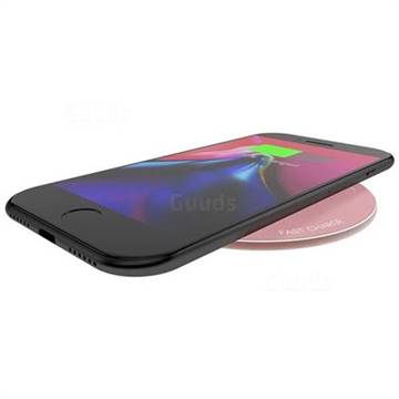 YOGEE YC008 10W Wireless Fast Charger Ultra Thin Matte Aluminum Qi Charging Pad, Rose Gold