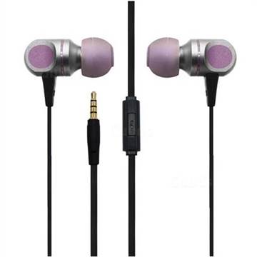 UENJOY Chrome Metal Stereo Earphones Wired High Definition in-Ear Eearbuds Headphones - Lavender