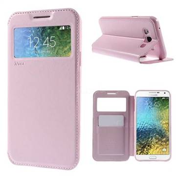 Roar Korea Noble View Leather Flip Cover for Samsung Galaxy E7 E700 E700H E7009 E7000 - Pink