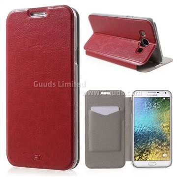Crazy Horse PU Leather Flip Cover for Samsung Galaxy E7 E700 E700H E7009 E7000 - Red