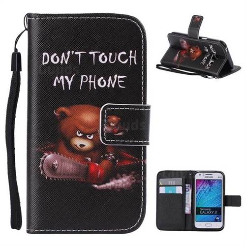 Angry Bear PU Leather Wallet Case for Samsung Galaxy J1 2015 J100
