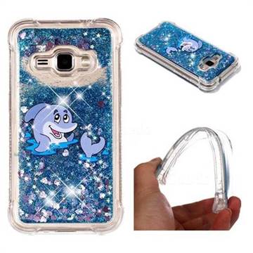 Happy Dolphin Dynamic Liquid Glitter Sand Quicksand Star TPU Case for Samsung Galaxy J1 2016 J120