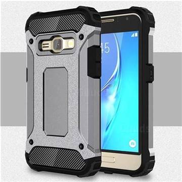 King Kong Armor Premium Shockproof Dual Layer Rugged Hard Cover for Samsung Galaxy J1 2016 J120 - Silver Grey