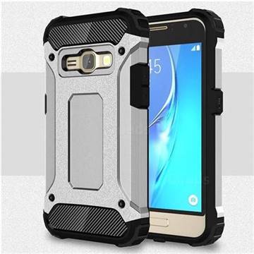 King Kong Armor Premium Shockproof Dual Layer Rugged Hard Cover for Samsung Galaxy J1 2016 J120 - Technology Silver