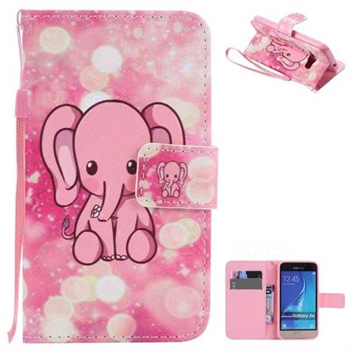 Pink Elephant PU Leather Wallet Case for Samsung Galaxy J1 2016 J120