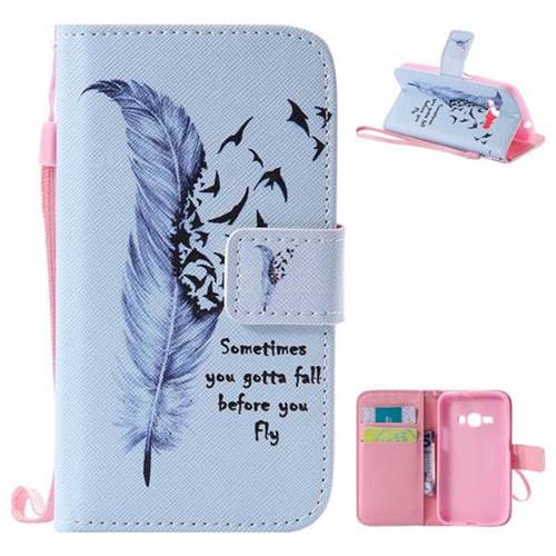Feather Birds PU Leather Wallet Case for Samsung Galaxy J1 2016 J120