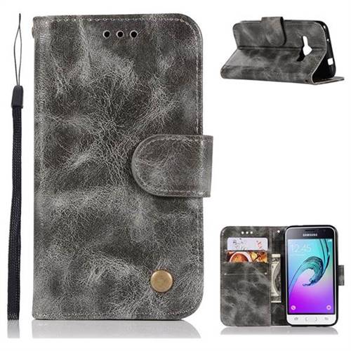 Luxury Retro Leather Wallet Case for Samsung Galaxy J1 2016 J120 - Gray
