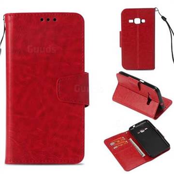 Retro Phantom Smooth PU Leather Wallet Holster Case for Samsung Galaxy J1 2016 J120 - Red