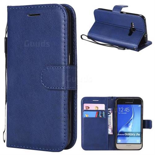 Retro Greek Classic Smooth PU Leather Wallet Phone Case for Samsung Galaxy J1 2016 J120 - Blue
