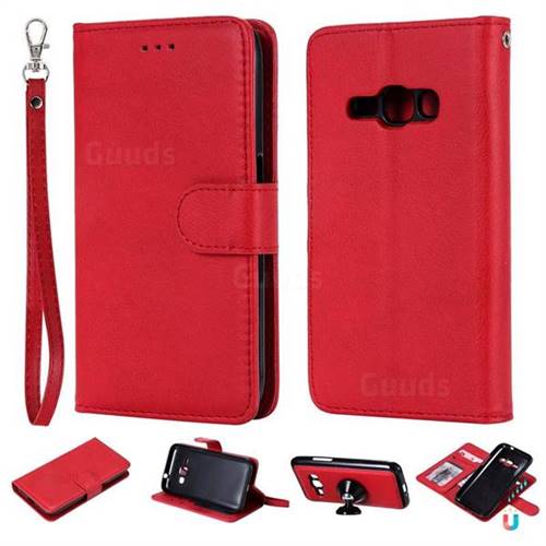 Retro Greek Detachable Magnetic PU Leather Wallet Phone Case for Samsung Galaxy J1 2016 J120 - Red