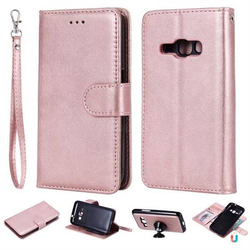 Retro Greek Detachable Magnetic PU Leather Wallet Phone Case for Samsung Galaxy J1 2016 J120 - Rose Gold