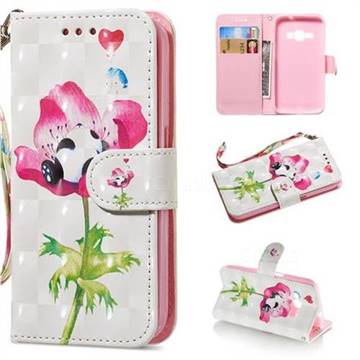 Flower Panda 3D Painted Leather Wallet Phone Case for Samsung Galaxy J1 2016 J120