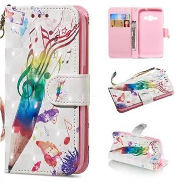 Music Pen 3D Painted Leather Wallet Phone Case for Samsung Galaxy J1 2016 J120