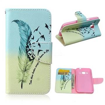 Feather Bird Leather Wallet Case for Samsung Galaxy J2 J200F J200Y J200G