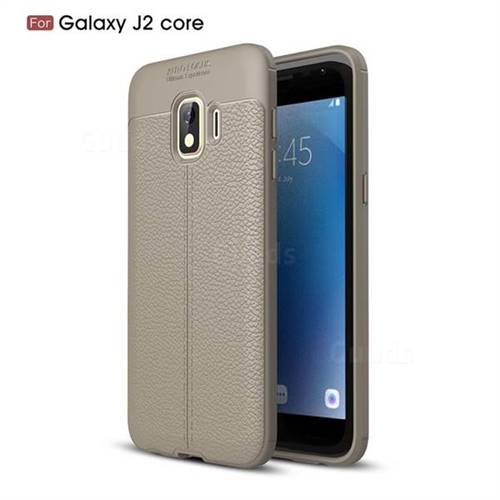 Luxury Auto Focus Litchi Texture Silicone TPU Back Cover for Samsung Galaxy J2 Core - Gray