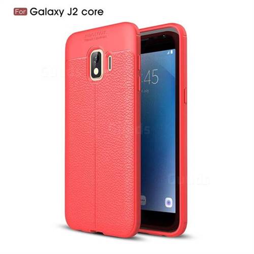 Luxury Auto Focus Litchi Texture Silicone TPU Back Cover for Samsung Galaxy J2 Core - Red
