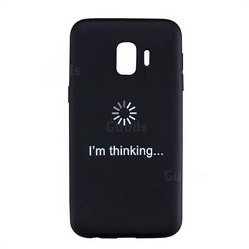 Thinking Stick Figure Matte Black TPU Phone Cover for Samsung Galaxy J2 Core