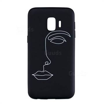 Half face Stick Figure Matte Black TPU Phone Cover for Samsung Galaxy J2 Core