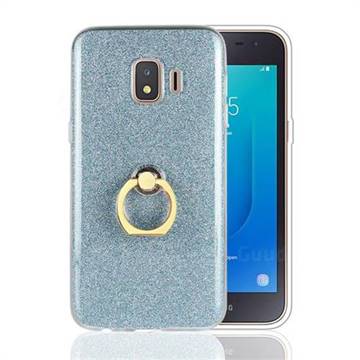Luxury Soft TPU Glitter Back Ring Cover with 360 Rotate Finger Holder Buckle for Samsung Galaxy J2 Core - Blue