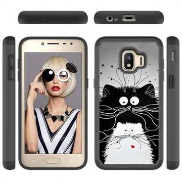 Black and White Cat Shock Absorbing Hybrid Defender Rugged Phone Case Cover for Samsung Galaxy J2 Core