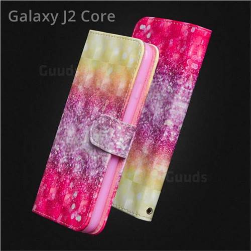 Gradient Rainbow 3D Painted Leather Wallet Case for Samsung Galaxy J2 Core