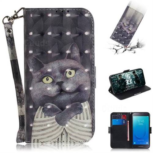 Cat Embrace 3D Painted Leather Wallet Phone Case for Samsung Galaxy J2 Core