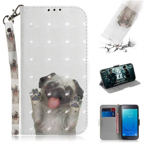 Pug Dog 3D Painted Leather Wallet Phone Case for Samsung Galaxy J2 Core