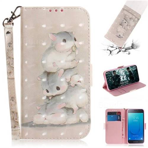 Three Squirrels 3D Painted Leather Wallet Phone Case for Samsung Galaxy J2 Core