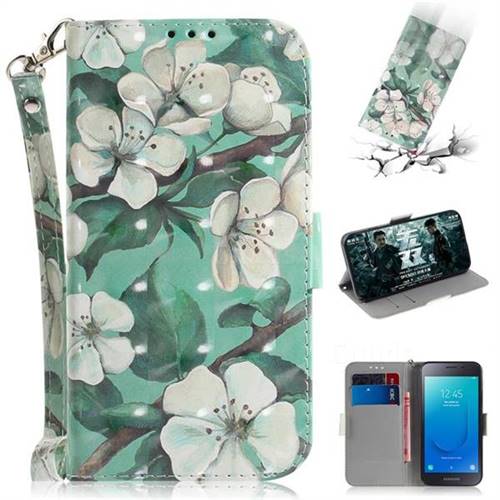 Watercolor Flower 3D Painted Leather Wallet Phone Case for Samsung Galaxy J2 Core