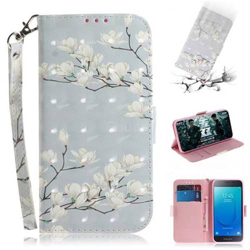 Magnolia Flower 3D Painted Leather Wallet Phone Case for Samsung Galaxy J2 Core