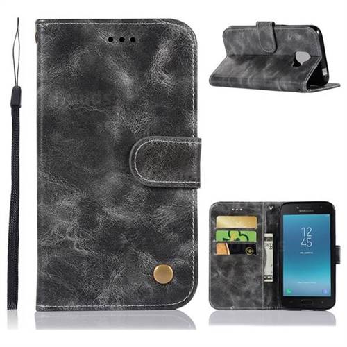 Luxury Retro Leather Wallet Case for Samsung Galaxy J2 Core - Gray