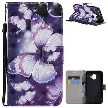 Violet butterfly 3D Painted Leather Wallet Case for Samsung Galaxy J2 Core