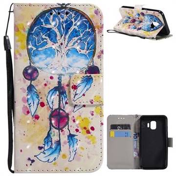 Blue Dream Catcher 3D Painted Leather Wallet Case for Samsung Galaxy J2 Core