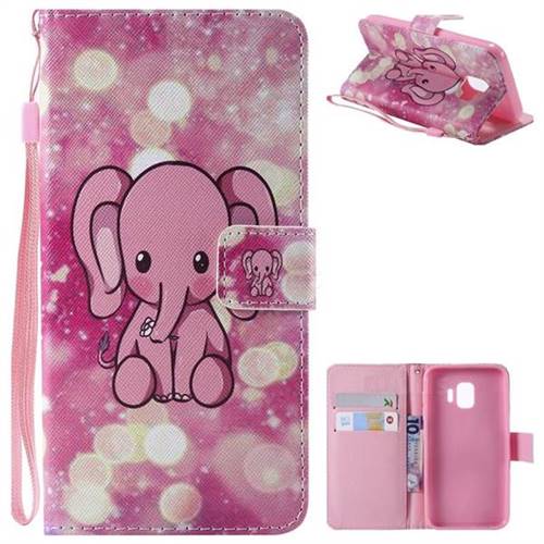 Pink Elephant PU Leather Wallet Case for Samsung Galaxy J2 Core