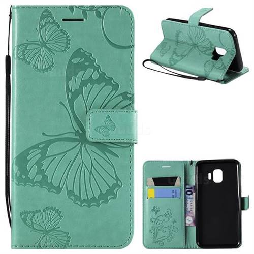 Embossing 3D Butterfly Leather Wallet Case for Samsung Galaxy J2 Core - Green